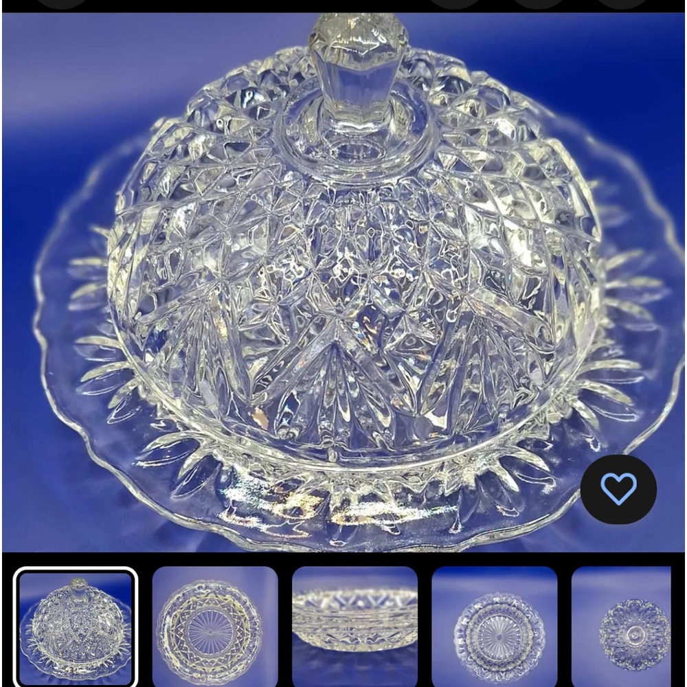 Vintage Round Cut Glass Butter/cheese dish.